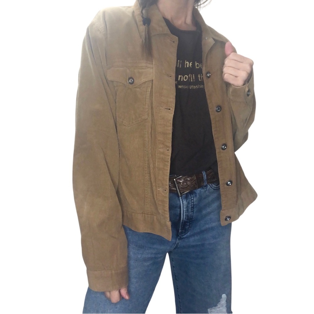 Vintage Wrangle Blues 90's Y2K Corduroy Jacket Tan Women L Western Boho Grunge